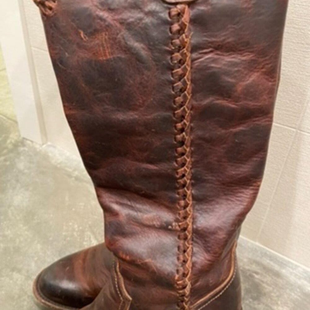 Lane Plain Jane Braided Round Toe Pull On Cowboy Womens Brown Boots Size 6.5 - Picture 9 of 11